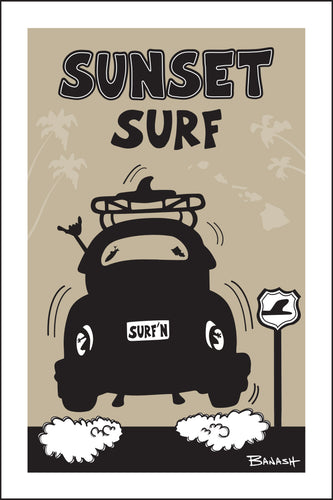 SUNSET BEACH SURF ~ SURF BUG TAIL AIR ~ 12x18