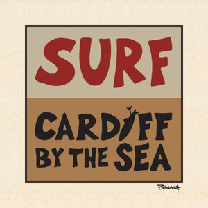 CARDIFF BY THE SEA ~ SURF ~ BIRCH WOOD PRINT ~ 6x6
