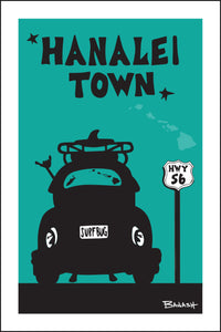 HANALEI TOWN ~ SURF BUG TAIL ~ 12x18