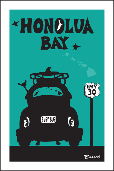 HONOLUA BAY ~ SURF BUG TAIL ~ 12x18