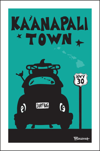 KAANAPALI TOWN ~ SURF BUG TAIL ~ 12x18