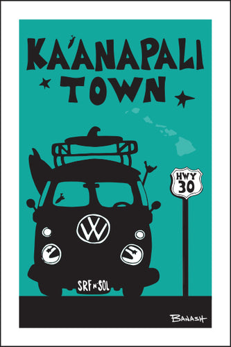 KAANAPALI TOWN ~ SURF BUS GRILL ~ 12x18