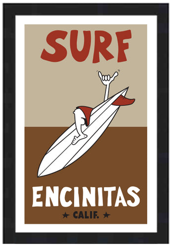 SURF ~ ENCINITAS ~ CLASSIC BOARD LOGO ~ 12x18