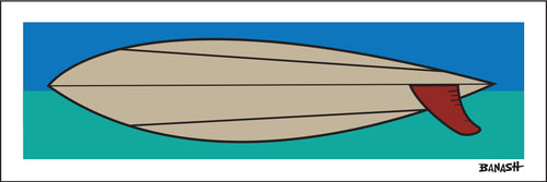 SURF MOB ~ RED FIN LONGBOARD ~ CARDIFF BY THE SEA ~ 8x24