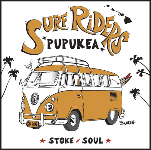 SURF RIDERS ~ PUPUKEA ~ CALIF STYLE BUS ~ 12x12