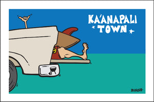 KAANAPALI TOWN ~ TAILGATE SURF GREM ~ 12x18