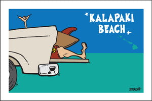 KALAPAKI BEACH ~ TAILGATE SURF GREM ~ 12x18