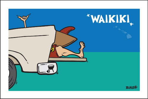 WAIKIKI ~ TAILGATE SURF GREM ~ 12x18