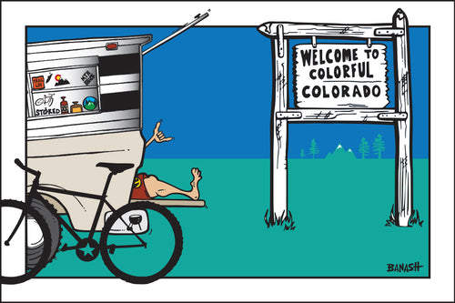 COLORADO ~ WELCOME SIGN ~ TAILGATE SHACK GREM ~ MOUNTAIN BIKE ~ 12x18