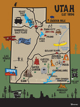 Load image into Gallery viewer, UTAH ~ DESTINATIONS ~ MAP ~ 16x20