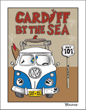 Load image into Gallery viewer, CARDIFF BY THE SEA ~ VW BUS GRILL ~ BAMBOO FRAMED PRINT ~ 11x14