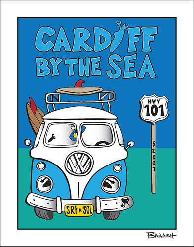 CARDIFF BY THE SEA ~ VW SURF BUS GRILL ~ HWY 101 ~ 16x20