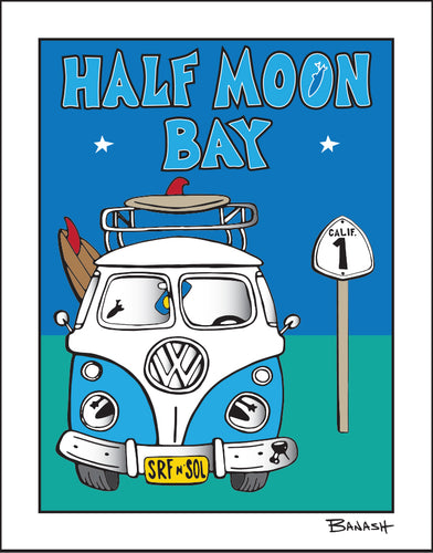 HALF MOON BAY ~ VW SURF BUS GRILL ~ 16x20