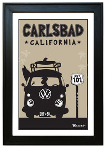CARLSBAD ~ VW BUS GRILL ~ BLACK N TAN ~ 12x18