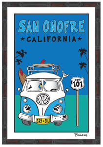 SAN ONOFRE ~ SURF VW BUS GRILL ~ 12x18