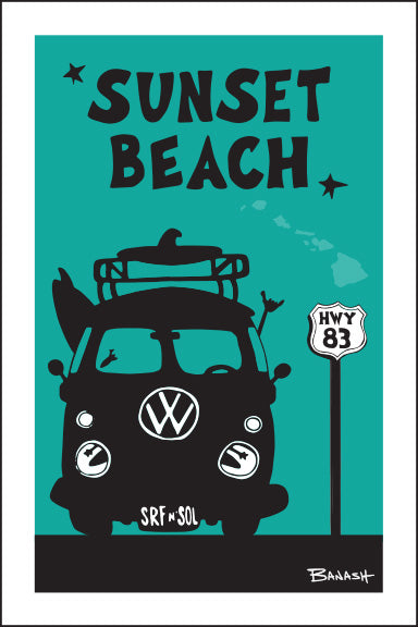 SUNSET BEACH ~ SURF BUS GRILL ~ 12x18