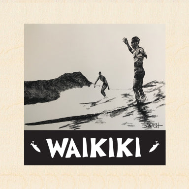 OAHU ~ WAIKIKI ~ WAIKIKI SOUL SURFER ~ BIRCH WOOD PRINT ~ 6x6