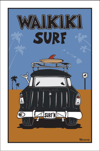 WAIKIKI SURF ~ SURF NOMAD TAIL ~ SAND LINES ~ 12x18