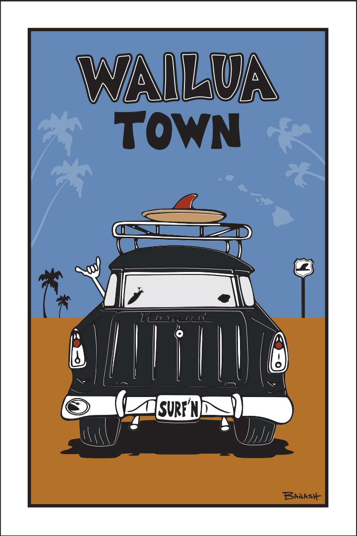 WAILUA TOWN ~ SURF NOMAD TAIL ~ SAND LINES ~ 12x18